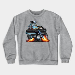 Classic Sixties American Muscle Car Popping a Wheelie Cartoon Illustration Crewneck Sweatshirt